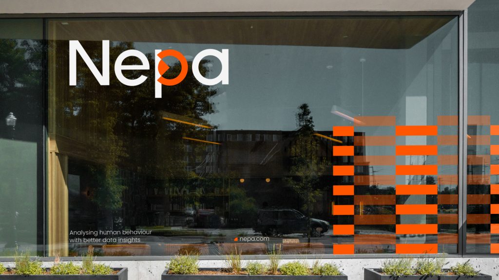 NEPA visual identity on window sign