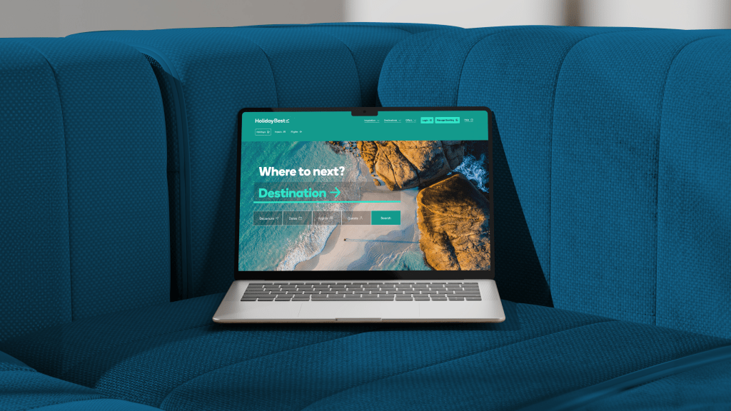 Holiday best visual identity on laptop on sofa