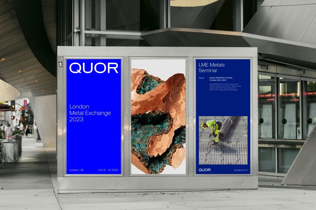 Quor visual identity on signage
